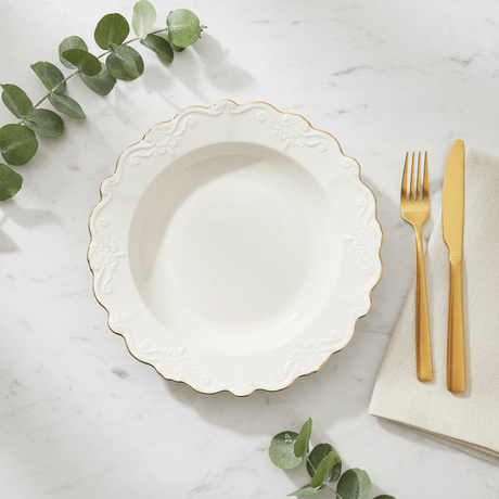 Solecasa Off - White Round Ceramic Plate with Gold Rim - 8.5 Inch - Al Kabayel Discount CentreSolecasa Off - White Round Ceramic Plate with Gold Rim - 8.5 InchPlatesSOLECASAAl Kabayel Discount Centre