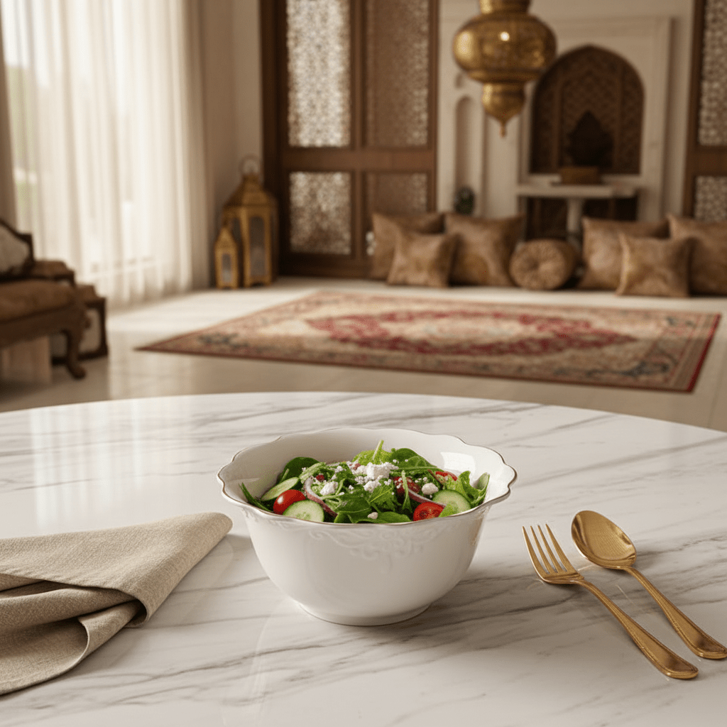 Solecasa Off - White Round Ceramic Salad Bowl with Gold Rim - 7.9 Inch - Al Kabayel Discount CentreSolecasa Off - White Round Ceramic Salad Bowl with Gold Rim - 7.9 InchBowlsSOLECASAAl Kabayel Discount Centre