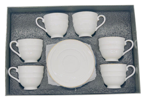SOLECASA Porcelain Cup and Saucer 6pcs Set 90ml, Elegant Design, White - Al Kabayel Discount CentreSOLECASA Porcelain Cup and Saucer 6pcs Set 90ml, Elegant Design, WhiteTea SetsSOLECASAAl Kabayel Discount Centre
