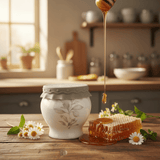 Solecasa White Ceramic Honey Jar with Floral Design & Grey Silicone Lid | 300ml - Al Kabayel Discount CentreSolecasa White Ceramic Honey Jar with Floral Design & Grey Silicone Lid | 300mlJars & Food SaversSOLECASAAl Kabayel Discount Centre