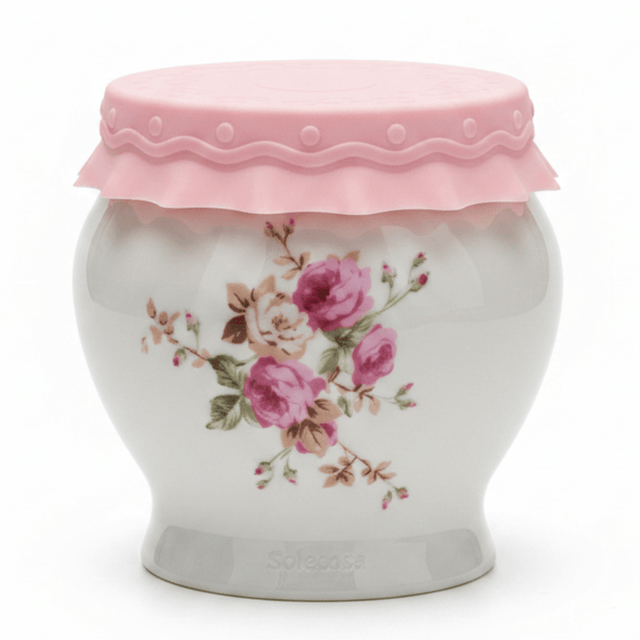 Solecasa White Ceramic Honey Jar with Floral Design & Pink Silicone Lid — 300ml - Al Kabayel Discount CentreSolecasa White Ceramic Honey Jar with Floral Design & Pink Silicone Lid — 300mlJars & Food SaversSOLECASAAl Kabayel Discount Centre
