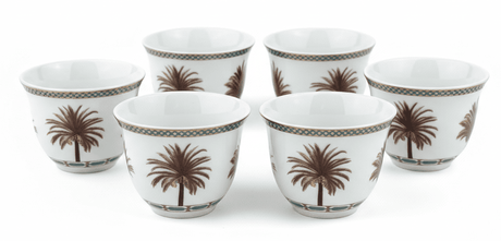 Solo 6 - Piece Ceramic Cawa Cup Set with Palm Tree Design – Premium White Finish, Arabic Coffee Serving Cups - Al Kabayel Discount CentreSolo 6 - Piece Ceramic Cawa Cup Set with Palm Tree Design – Premium White Finish, Arabic Coffee Serving CupsTea SetsSOLOAl Kabayel Discount Centre
