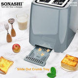 Sonashi 2 Slice Bread Toaster - Adjustable 7 Browning Control with Slide Out Crumb Tray | Defrost, Reheat and Cancel Options | Cool Touch Body for Fast Toasting 750 W ST - 210 Grey - Al Kabayel Discount CentreSonashi 2 Slice Bread Toaster - Adjustable 7 Browning Control with Slide Out Crumb Tray | Defrost, Reheat and Cancel Options | Cool Touch Body for Fast Toasting 750 W ST - 210 GreyToastersSONASHIAl Kabayel Discount Centre