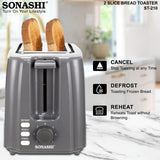 Sonashi 2 Slice Bread Toaster - Adjustable 7 Browning Control with Slide Out Crumb Tray | Defrost, Reheat and Cancel Options | Cool Touch Body for Fast Toasting 750 W ST - 210 Grey - Al Kabayel Discount CentreSonashi 2 Slice Bread Toaster - Adjustable 7 Browning Control with Slide Out Crumb Tray | Defrost, Reheat and Cancel Options | Cool Touch Body for Fast Toasting 750 W ST - 210 GreyToastersSONASHIAl Kabayel Discount Centre