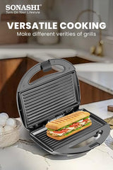 Sonashi 2 Slice Non - Stick Sandwich Grill SGT - 853N – Stainless Steel Sandwich Maker with Handle Locking System, Indicator Light, Overheat Protection | Kitchen Appliances - Al Kabayel Discount CentreSonashi 2 Slice Non - Stick Sandwich Grill SGT - 853N – Stainless Steel Sandwich Maker with Handle Locking System, Indicator Light, Overheat Protection | Kitchen AppliancesElectric Griddles & GrillsSONASHIAl Kabayel Discount Centre