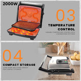 Sonashi 2000W Contact Grill SGT - 854 – 4 Slice Press Grill & Sandwich Maker with Dual Indicator, Temperature Control, Removable Drip Tray | Kitchen Appliance - Al Kabayel Discount CentreSonashi 2000W Contact Grill SGT - 854 – 4 Slice Press Grill & Sandwich Maker with Dual Indicator, Temperature Control, Removable Drip Tray | Kitchen ApplianceElectric Griddles & GrillsSONASHIAl Kabayel Discount Centre