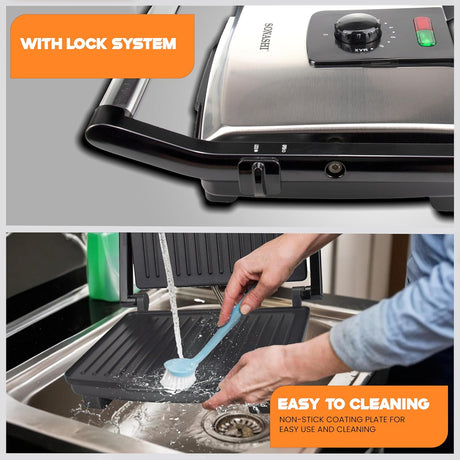 Sonashi 2000W Contact Grill SGT - 854 – 4 Slice Press Grill & Sandwich Maker with Dual Indicator, Temperature Control, Removable Drip Tray | Kitchen Appliance - Al Kabayel Discount CentreSonashi 2000W Contact Grill SGT - 854 – 4 Slice Press Grill & Sandwich Maker with Dual Indicator, Temperature Control, Removable Drip Tray | Kitchen ApplianceElectric Griddles & GrillsSONASHIAl Kabayel Discount Centre