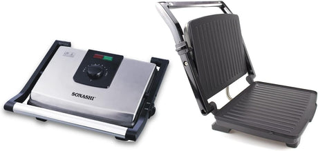 Sonashi 2000W Contact Grill SGT - 854 – 4 Slice Press Grill & Sandwich Maker with Dual Indicator, Temperature Control, Removable Drip Tray | Kitchen Appliance - Al Kabayel Discount CentreSonashi 2000W Contact Grill SGT - 854 – 4 Slice Press Grill & Sandwich Maker with Dual Indicator, Temperature Control, Removable Drip Tray | Kitchen ApplianceElectric Griddles & GrillsSONASHIAl Kabayel Discount Centre