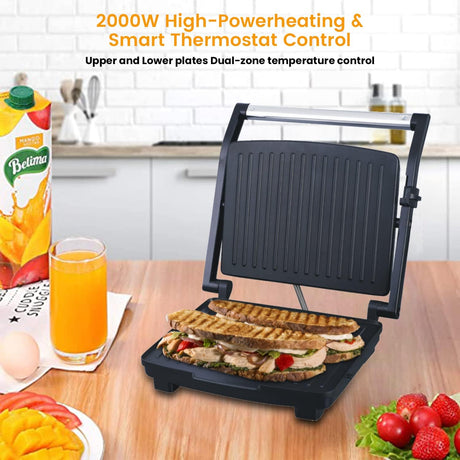Sonashi 2000W Contact Grill SGT - 854 – 4 Slice Press Grill & Sandwich Maker with Dual Indicator, Temperature Control, Removable Drip Tray | Kitchen Appliance - Al Kabayel Discount CentreSonashi 2000W Contact Grill SGT - 854 – 4 Slice Press Grill & Sandwich Maker with Dual Indicator, Temperature Control, Removable Drip Tray | Kitchen ApplianceElectric Griddles & GrillsSONASHIAl Kabayel Discount Centre