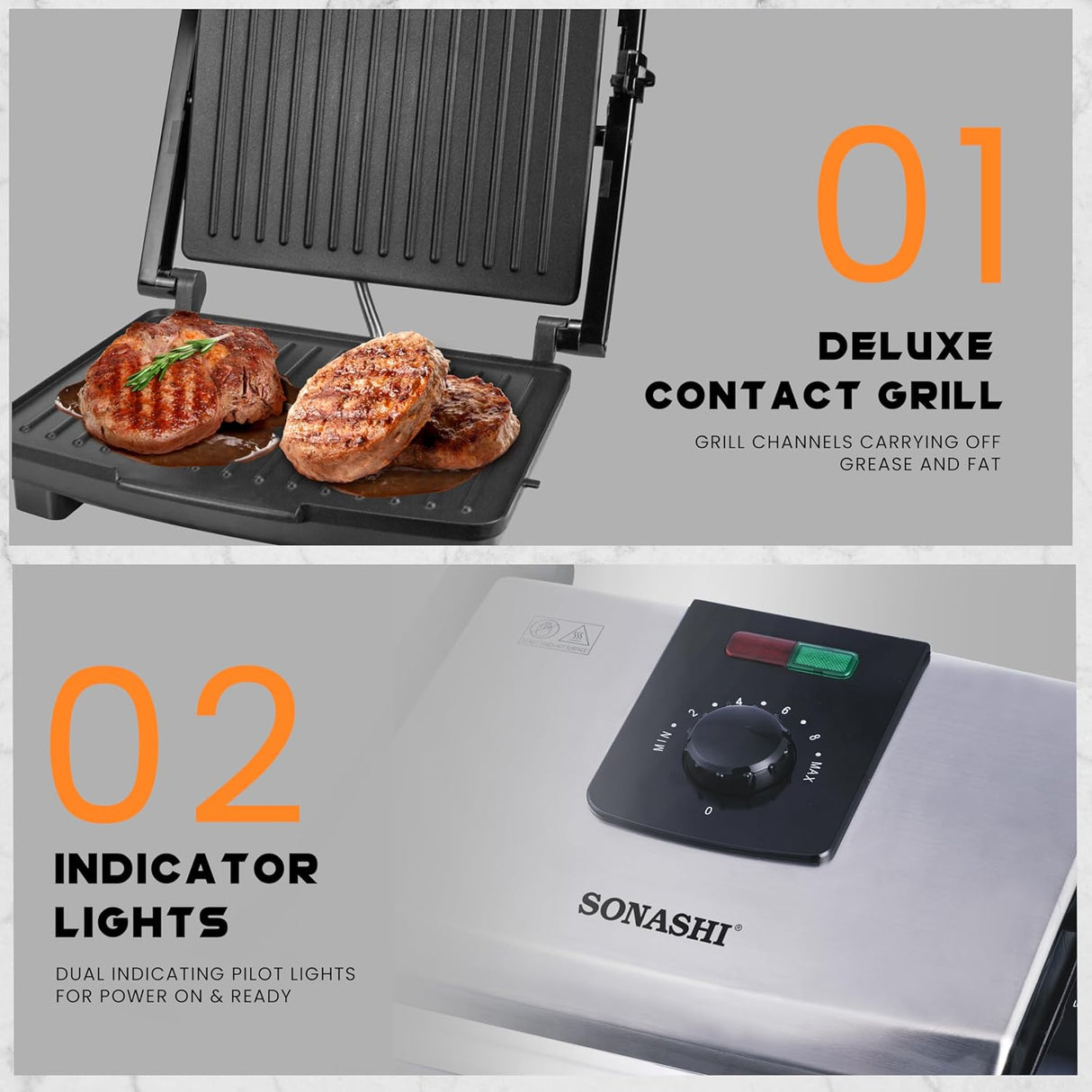 Sonashi 2000W Contact Grill SGT - 854 – 4 Slice Press Grill & Sandwich Maker with Dual Indicator, Temperature Control, Removable Drip Tray | Kitchen Appliance - Al Kabayel Discount CentreSonashi 2000W Contact Grill SGT - 854 – 4 Slice Press Grill & Sandwich Maker with Dual Indicator, Temperature Control, Removable Drip Tray | Kitchen ApplianceElectric Griddles & GrillsSONASHIAl Kabayel Discount Centre