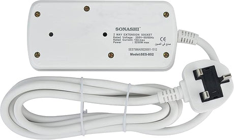 SONASHI 2Way Extension 3250W, 2M Cord with Overheat Protection, SES - 802 - Al Kabayel Discount CentreSONASHI 2Way Extension 3250W, 2M Cord with Overheat Protection, SES - 802Cords & AdaptersSONASHIAl Kabayel Discount Centre