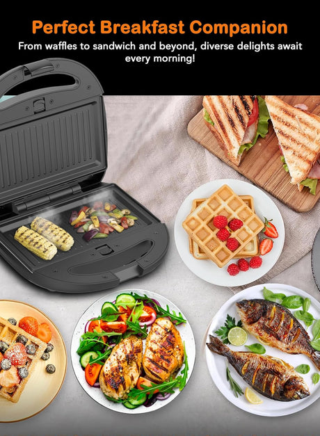 Sonashi 3 - in - 1 Multi Snack Maker 232mm*220mm*96mm, Detachable Sandwich, Grill, Waffle Making Plates with Bakelite Coating - SSM - 861N - Al Kabayel Discount CentreSonashi 3 - in - 1 Multi Snack Maker 232mm*220mm*96mm, Detachable Sandwich, Grill, Waffle Making Plates with Bakelite Coating - SSM - 861NFood & Drink AppliancesSONASHIAl Kabayel Discount Centre