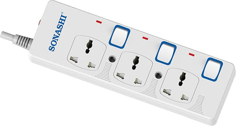 SONASHI 3 Way Extension Socket, 3M Cable SES - 803 White - Al Kabayel Discount CentreSONASHI 3 Way Extension Socket, 3M Cable SES - 803 WhiteCords & AdaptersSONASHIAl Kabayel Discount Centre