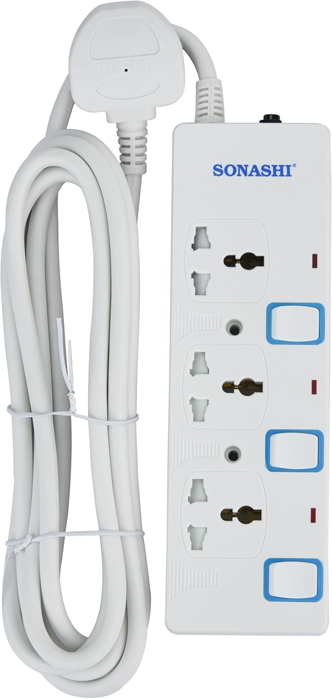 SONASHI 3 Way Extension Socket, 3M Cable SES - 803 White - Al Kabayel Discount CentreSONASHI 3 Way Extension Socket, 3M Cable SES - 803 WhiteCords & AdaptersSONASHIAl Kabayel Discount Centre