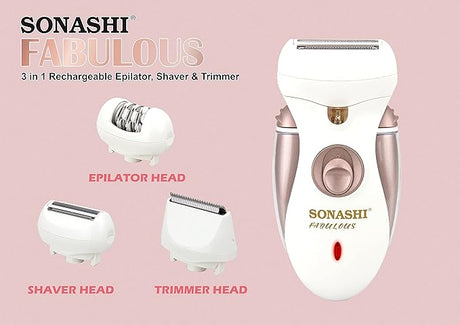 SONASHI 4 in 1 Rechargeable Epilator/Shaver, Trimmer & Callus Remover - SLD - 824 - Al Kabayel Discount CentreSONASHI 4 in 1 Rechargeable Epilator/Shaver, Trimmer & Callus Remover - SLD - 824Personal Care & Styling ToolsSONASHIAl Kabayel Discount Centre