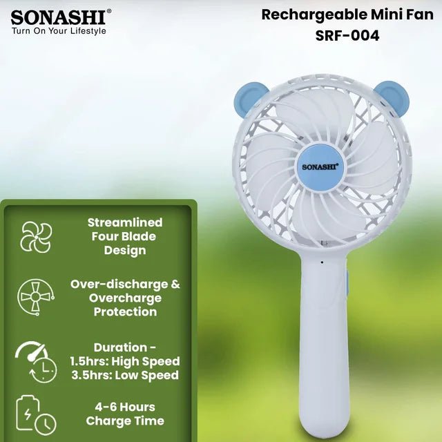 Sonashi 4-Inch Rechargeable Portable Handheld Mini Fan SRF-004 - Al Kabayel Discount CentreSonashi 4-Inch Rechargeable Portable Handheld Mini Fan SRF-004Mini FansSONASHIAl Kabayel Discount Centre