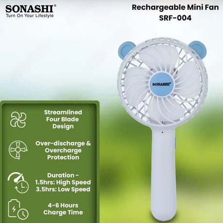 Sonashi 4-Inch Rechargeable Portable Handheld Mini Fan SRF-004 - Al Kabayel Discount CentreSonashi 4-Inch Rechargeable Portable Handheld Mini Fan SRF-004Mini FansSONASHIAl Kabayel Discount Centre