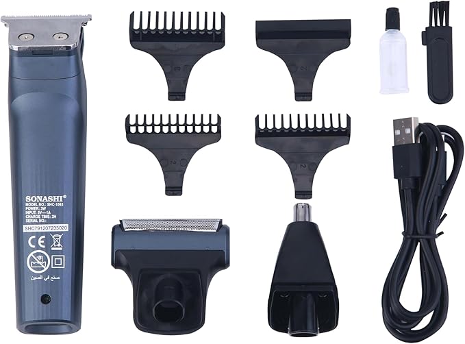 SONASHI 6 in 1 Rechargeable Hair Clipper, Stainless Steel Blade, 3 Comb Attachment - SHC - 1063 - Al Kabayel Discount CentreSONASHI 6 in 1 Rechargeable Hair Clipper, Stainless Steel Blade, 3 Comb Attachment - SHC - 1063Personal Care & Styling ToolsSONASHIAl Kabayel Discount Centre