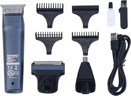 SONASHI 6 in 1 Rechargeable Hair Clipper, Stainless Steel Blade, 3 Comb Attachment - SHC - 1063 - Al Kabayel Discount CentreSONASHI 6 in 1 Rechargeable Hair Clipper, Stainless Steel Blade, 3 Comb Attachment - SHC - 1063Personal Care & Styling ToolsSONASHIAl Kabayel Discount Centre