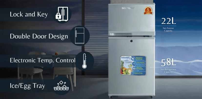 Sonashi Double Door 82L Refrigerator SFD-105 - Al Kabayel Discount CentreSonashi Double Door 82L Refrigerator SFD-105RefrigeratorsSONASHIAl Kabayel Discount Centre