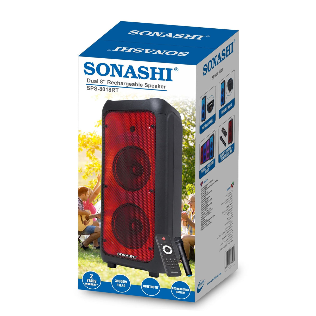 Sonashi Dual 8 - Inch Rechargeable Bluetooth Speaker SPS - 8018RT - Al Kabayel Discount CentreSonashi Dual 8 - Inch Rechargeable Bluetooth Speaker SPS - 8018RTElectronic AppliancesSONASHIAl Kabayel Discount Centre