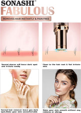 Sonashi Facial Hair Remover Battery Operated Instant And Painless Remover Gold Plated Head With InBuilt LED Light Black Tray And Plastic Hanging Loop SLD - 822 Rose Gold - Al Kabayel Discount CentreSonashi Facial Hair Remover Battery Operated Instant And Painless Remover Gold Plated Head With InBuilt LED Light Black Tray And Plastic Hanging Loop SLD - 822 Rose GoldPersonal Care & Styling ToolsSONASHIAl Kabayel Discount Centre