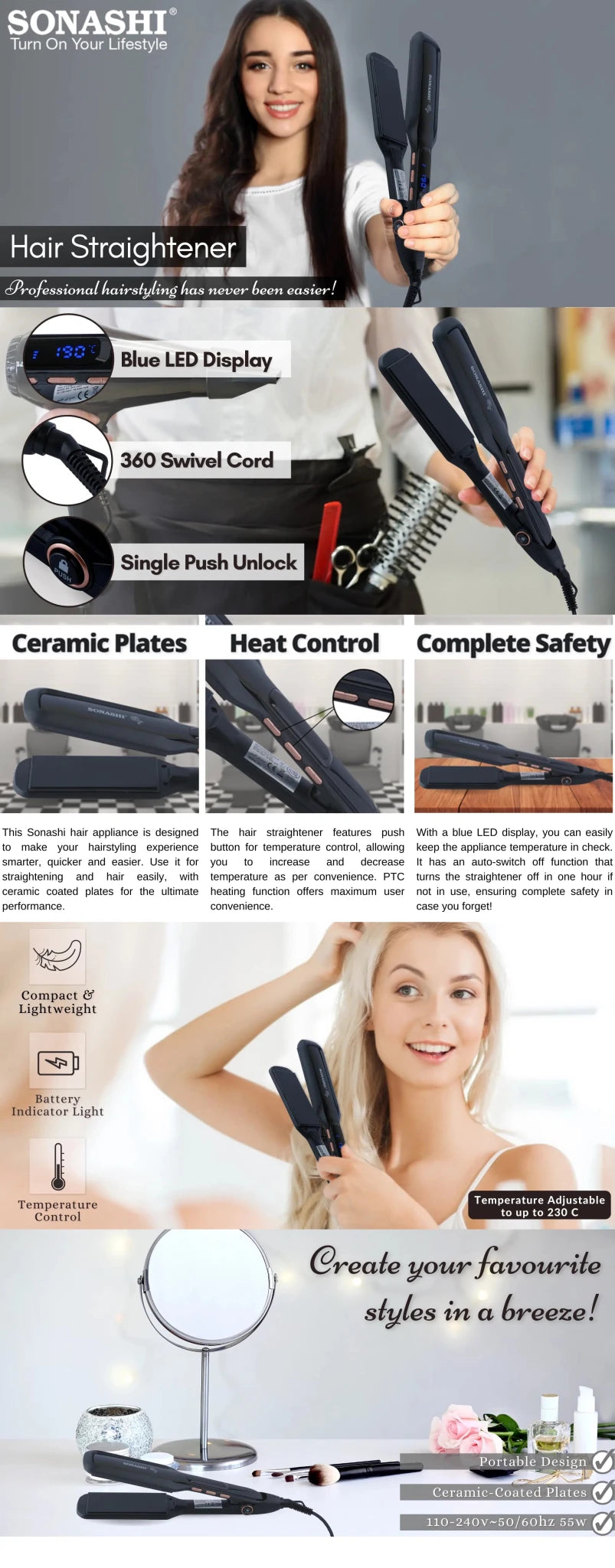 Sonashi Hair Straightener SHS - 2081 Black - Al Kabayel Discount CentreSonashi Hair Straightener SHS - 2081 BlackHair StraightenerSONASHIAl Kabayel Discount Centre
