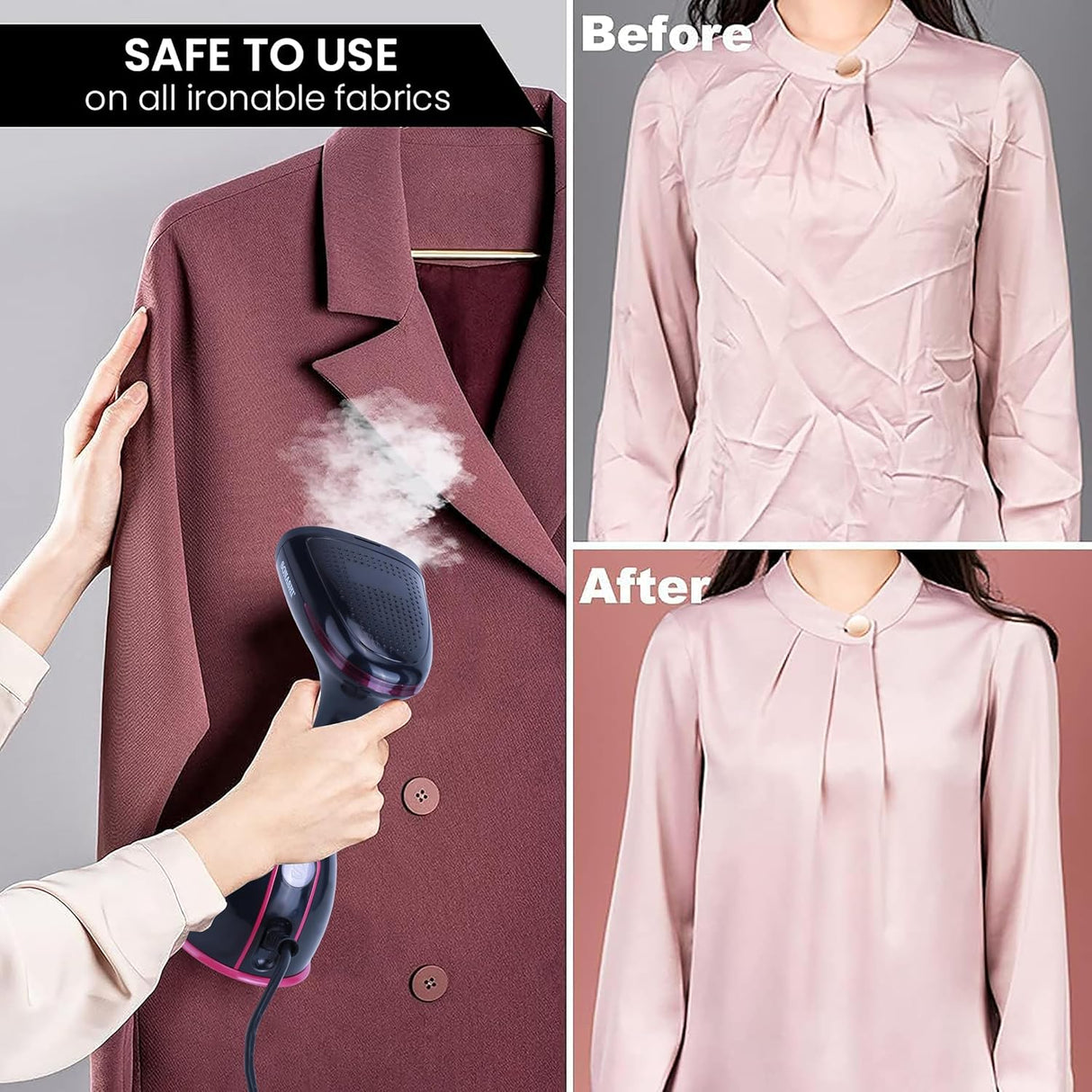 Sonashi Handheld Garment Steamer, 280ML Detachable Water Tank Capacity, Steam Rate of 25 - 30G/Min, Steam Lock, Compact Design, Versatile Accessories, Portable Steamer 1500W SGS - 327 Black/Purple - Al Kabayel Discount CentreSonashi Handheld Garment Steamer, 280ML Detachable Water Tank Capacity, Steam Rate of 25 - 30G/Min, Steam Lock, Compact Design, Versatile Accessories, Portable Steamer 1500W SGS - 327 Black/PurpleIrons & SteamersSONASHIAl Kabayel Discount Centre