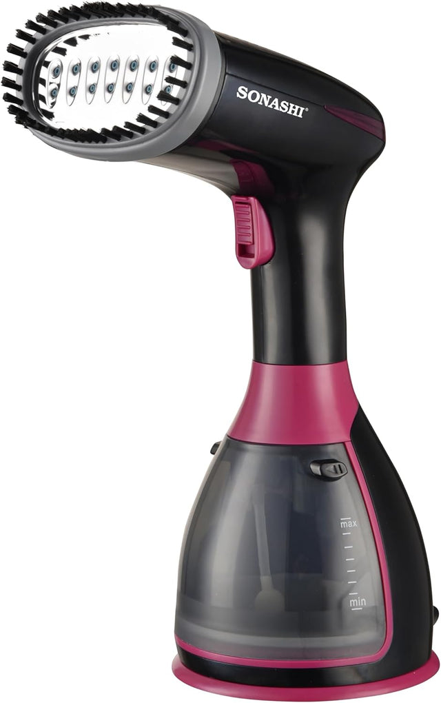 Sonashi Handheld Garment Steamer, 280ML Detachable Water Tank Capacity, Steam Rate of 25 - 30G/Min, Steam Lock, Compact Design, Versatile Accessories, Portable Steamer 1500W SGS - 327 Black/Purple - Al Kabayel Discount CentreSonashi Handheld Garment Steamer, 280ML Detachable Water Tank Capacity, Steam Rate of 25 - 30G/Min, Steam Lock, Compact Design, Versatile Accessories, Portable Steamer 1500W SGS - 327 Black/PurpleIrons & SteamersSONASHIAl Kabayel Discount Centre