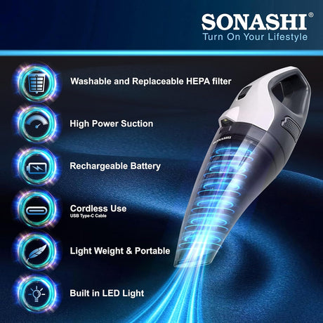 Sonashi Handheld Vacuum Cleaner, Compact Cordless Design for Home & Car Cleaning - Al Kabayel Discount CentreSonashi Handheld Vacuum Cleaner, Compact Cordless Design for Home & Car CleaningVacuum CleanersSONASHIAl Kabayel Discount Centre