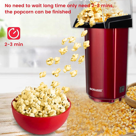 Sonashi Popcorn Maker | Classic Style Machine makes Hot, Fresh, and Fat - Free popcorn anytime - On/Off Switch, Easy To Use with Non - slip Feet | Detachable Cap for easy clean 40 ml 900 W SPCM - 101 Red - Al Kabayel Discount CentreSonashi Popcorn Maker | Classic Style Machine makes Hot, Fresh, and Fat - Free popcorn anytime - On/Off Switch, Easy To Use with Non - slip Feet | Detachable Cap for easy clean 40 ml 900 W SPCM - 101 RedAir FryersSONASHIAl Kabayel Discount Centre