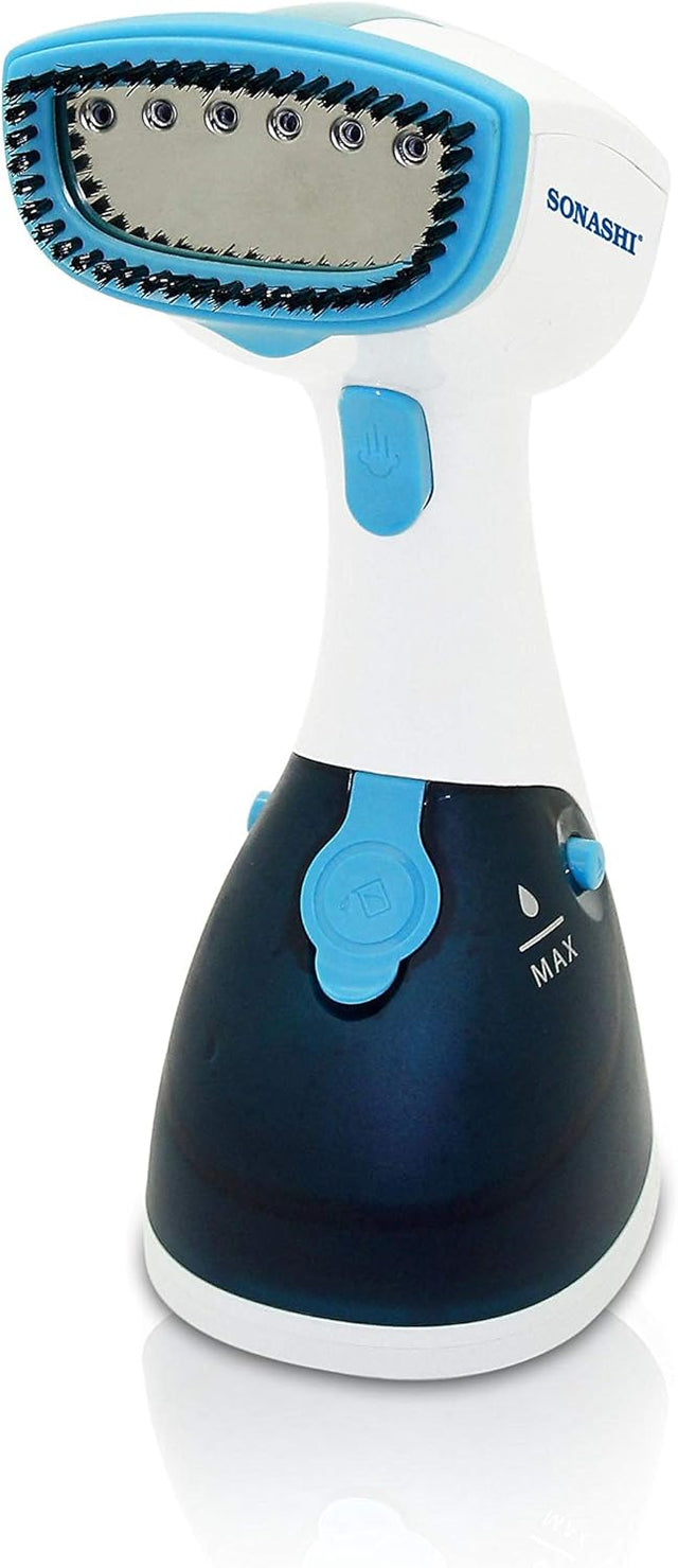 Sonashi Portable Garment Steamer with 250ML Detachable Water Tank Capacity, Light Weight and Portable Design, Lightweight Travel Handheld Steamer, 1100W SGS - 315 Blue/White - Al Kabayel Discount CentreSonashi Portable Garment Steamer with 250ML Detachable Water Tank Capacity, Light Weight and Portable Design, Lightweight Travel Handheld Steamer, 1100W SGS - 315 Blue/WhiteIrons & SteamersSONASHIAl Kabayel Discount Centre