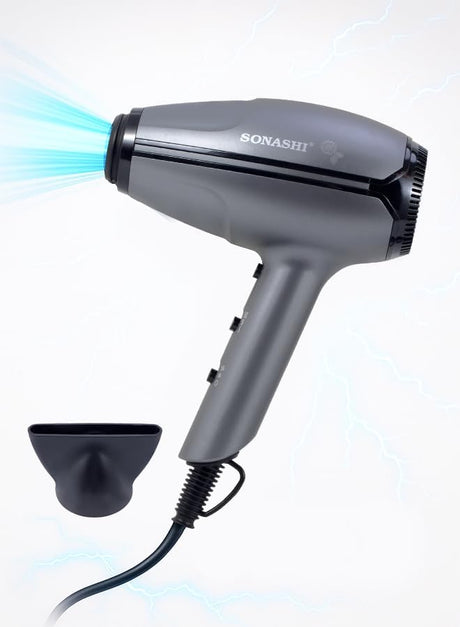 Sonashi Professional Hair Dryer With 2 Speed And 3 Heat Settings | Powerful Blow Dryer, Ionic Technology, Cool Shot Function, Lightweight And Stylish Design | Overheat Protection | SHD - 5009 Grey 2400W - Al Kabayel Discount CentreSonashi Professional Hair Dryer With 2 Speed And 3 Heat Settings | Powerful Blow Dryer, Ionic Technology, Cool Shot Function, Lightweight And Stylish Design | Overheat Protection | SHD - 5009 Grey 2400WHair DryerSONASHIAl Kabayel Discount Centre