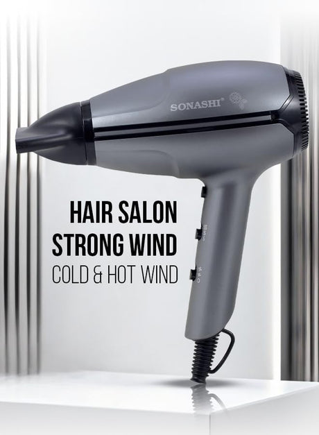 Sonashi Professional Hair Dryer With 2 Speed And 3 Heat Settings | Powerful Blow Dryer, Ionic Technology, Cool Shot Function, Lightweight And Stylish Design | Overheat Protection | SHD - 5009 Grey 2400W - Al Kabayel Discount CentreSonashi Professional Hair Dryer With 2 Speed And 3 Heat Settings | Powerful Blow Dryer, Ionic Technology, Cool Shot Function, Lightweight And Stylish Design | Overheat Protection | SHD - 5009 Grey 2400WHair DryerSONASHIAl Kabayel Discount Centre