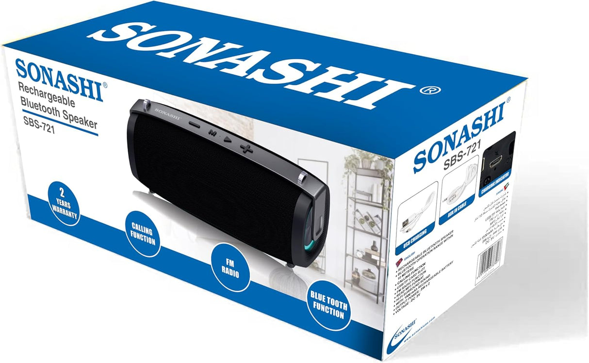 Sonashi Rechargeable Bluetooth Speaker With Usb/Tf Card Slots Fm Radio Function/Read Mp3 Format Portable Device With Hi - Fi Surround Sound And Rechargeable Battery SBS - 721 - Al Kabayel Discount CentreSonashi Rechargeable Bluetooth Speaker With Usb/Tf Card Slots Fm Radio Function/Read Mp3 Format Portable Device With Hi - Fi Surround Sound And Rechargeable Battery SBS - 721Electronic AppliancesSONASHIAl Kabayel Discount Centre
