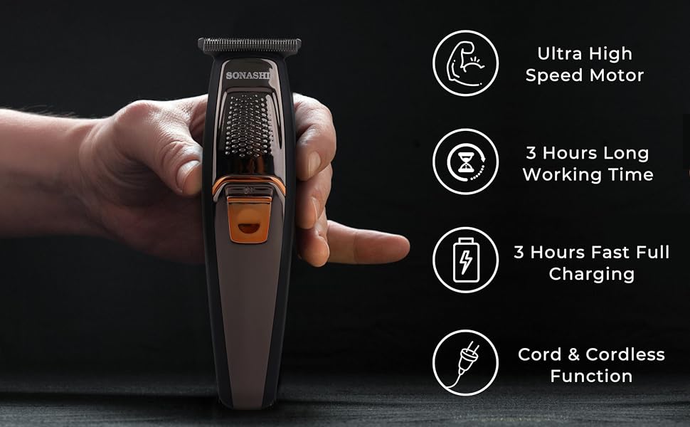 Sonashi Rechargeable Hair Clipper with 3Hrs Continuous Working, LCD Display and ON/OFF Switch Features, Stainless Steel Blades, Trimmer for Perfect Grooming, 1200mAh SHC - 1044N Black - Al Kabayel Discount CentreSonashi Rechargeable Hair Clipper with 3Hrs Continuous Working, LCD Display and ON/OFF Switch Features, Stainless Steel Blades, Trimmer for Perfect Grooming, 1200mAh SHC - 1044N BlackTrimmerSONASHIAl Kabayel Discount Centre