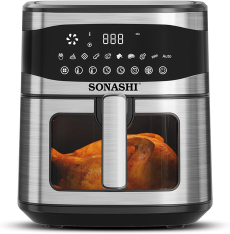 SONASHI SAF - 620N Digital Air Fryer – 6.2L Non Stick Removable Pot, 5.2L Teflon Food Basket with LED Touch Screen Display, Timer | Electric Air Fryer | Home Kitchen Appliance - Al Kabayel Discount CentreSONASHI SAF - 620N Digital Air Fryer – 6.2L Non Stick Removable Pot, 5.2L Teflon Food Basket with LED Touch Screen Display, Timer | Electric Air Fryer | Home Kitchen ApplianceAir FryersSONASHIAl Kabayel Discount Centre