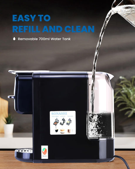 Sonashi SCM - 4985 3 in 1 Multi - Capsule Coffee Machine – 1400W Coffee Maker with 700ML Detachable Water Tank, Touch Control Panel, Self - Cleaning Function | Kitchen Tools SCM - 4985 Black - Al Kabayel Discount CentreSonashi SCM - 4985 3 in 1 Multi - Capsule Coffee Machine – 1400W Coffee Maker with 700ML Detachable Water Tank, Touch Control Panel, Self - Cleaning Function | Kitchen Tools SCM - 4985 BlackCoffee MakersSONASHIAl Kabayel Discount Centre