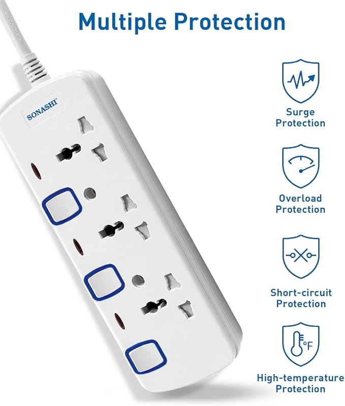 SONASHI SES - 1003 3 Way Extension Socket w/Safety Shutter, Individual Switches, Universal Sockets, Indicator Lights - Al Kabayel Discount CentreSONASHI SES - 1003 3 Way Extension Socket w/Safety Shutter, Individual Switches, Universal Sockets, Indicator LightsCords & AdaptersSONASHIAl Kabayel Discount Centre