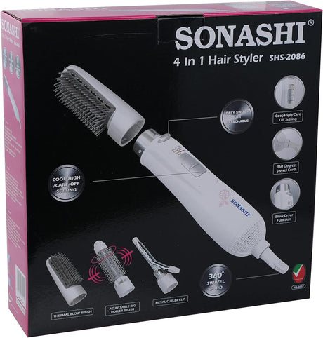 Sonashi SHS - 2086 4 in 1 Hair Styler – 800w Hair Styling Tool with Detachable Thermal Brush, Convenient Settings – Personal Care Appliance - Al Kabayel Discount CentreSonashi SHS - 2086 4 in 1 Hair Styler – 800w Hair Styling Tool with Detachable Thermal Brush, Convenient Settings – Personal Care AppliancePersonal Care & Styling ToolsSONASHIAl Kabayel Discount Centre