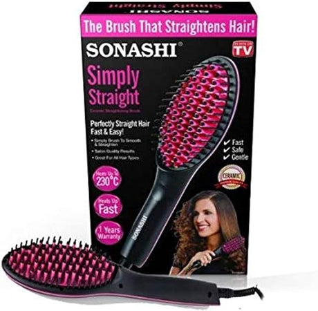 Sonashi Simply Straight Hair Straightening Brush Pink/Black + Electronic Nail Buffer Pink - Al Kabayel Discount CentreSonashi Simply Straight Hair Straightening Brush Pink/Black + Electronic Nail Buffer PinkPersonal Care & Styling ToolsSONASHIAl Kabayel Discount Centre