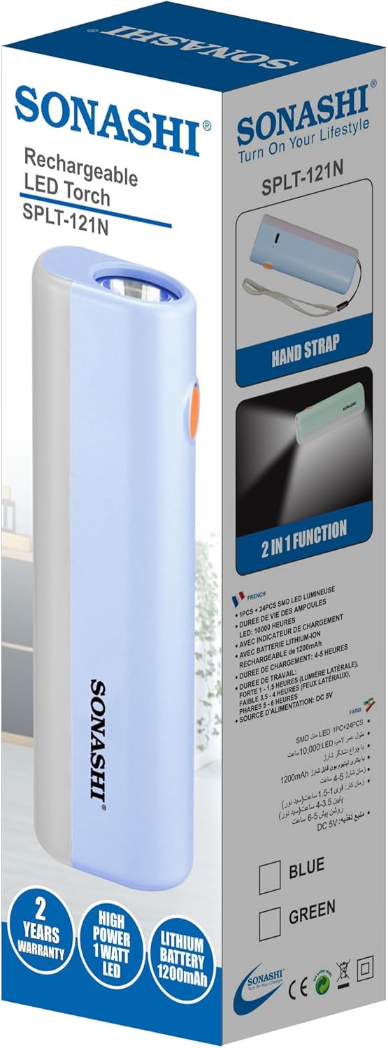 Sonashi SPLT - 121N 2 - in - 1 Rechargeable Emergency Lantern | Solar Charging Option | 24 SMD LEDs with Front Torch | Blue Color with Charge Indicator - Al Kabayel Discount CentreSonashi SPLT - 121N 2 - in - 1 Rechargeable Emergency Lantern | Solar Charging Option | 24 SMD LEDs with Front Torch | Blue Color with Charge IndicatortorchSONASHIAl Kabayel Discount Centre
