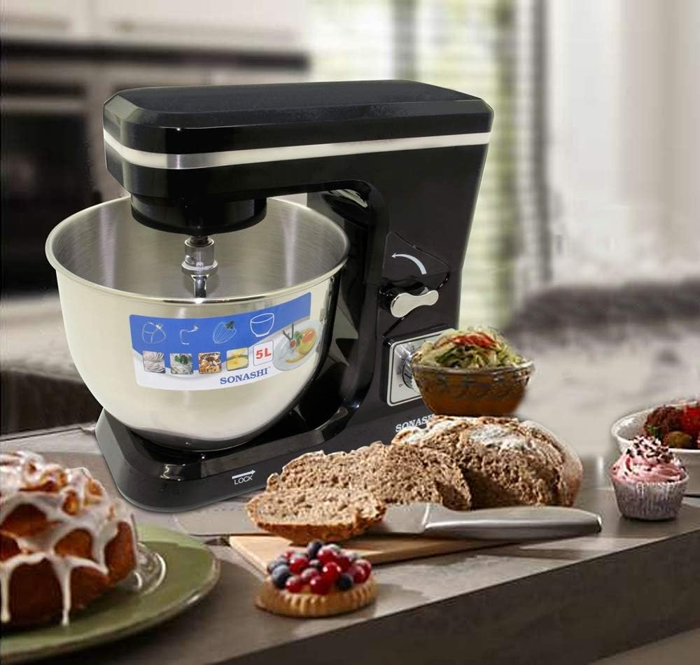 Sonashi Stand Mixer SMX - 140 - 1000W, 6 Speeds Counter Top Mixer Stand w/ 5L Detachable Bowl, Pulse Control, Overheat Protection | Kitchen Appliances - Al Kabayel Discount CentreSonashi Stand Mixer SMX - 140 - 1000W, 6 Speeds Counter Top Mixer Stand w/ 5L Detachable Bowl, Pulse Control, Overheat Protection | Kitchen AppliancesBlenders, Mixers & Food ProcessorsSONASHIAl Kabayel Discount Centre