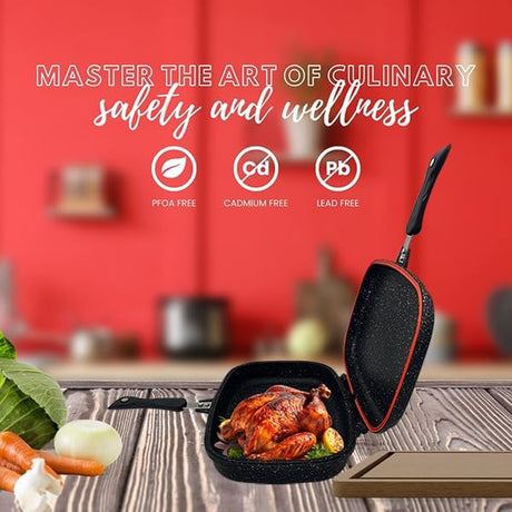 SONEX Die Cast Double Grill Pan 30cm, Ceramic Coating with Extra Rubber - Al Kabayel Discount CentreSONEX Die Cast Double Grill Pan 30cm, Ceramic Coating with Extra RubberFrying Pans & SkilletsSONEXAl Kabayel Discount Centre