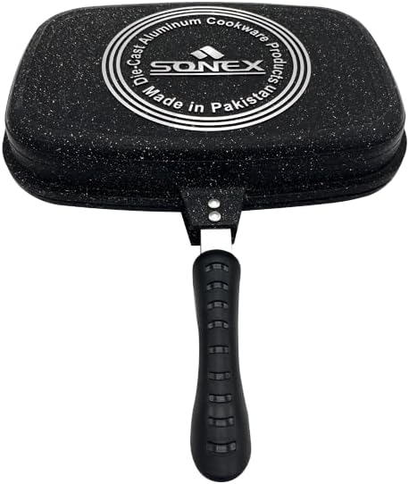 SONEX Die Cast Double Grill Pan 36cm, Ceramic Coating with Extra Rubber - Al Kabayel Discount CentreSONEX Die Cast Double Grill Pan 36cm, Ceramic Coating with Extra RubberFrying Pans & SkilletsSONEXAl Kabayel Discount Centre