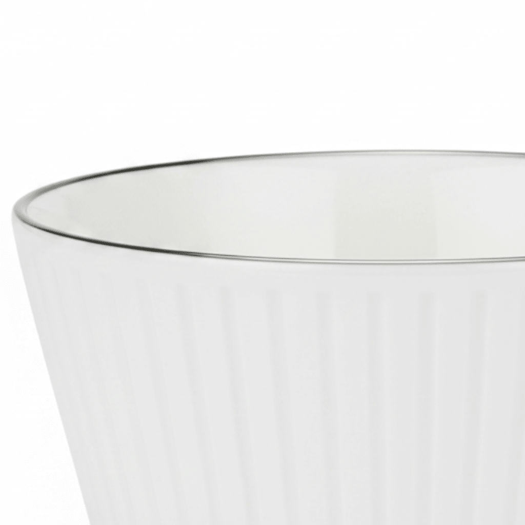 Spanis Home White Ceramic Ribbed Bowl with Silver Rim – 5 Inch - Al Kabayel Discount CentreSpanis Home White Ceramic Ribbed Bowl with Silver Rim – 5 InchBowlsSPANIS HOMEAl Kabayel Discount Centre