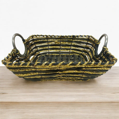 Square Wicker Basket Natural Vintage - Style Picnic Basket With Handle Metal Ramadan Basket, Easter Basket, Multipurpose Storage Baskets for Fruit, Candy Gift 32cmX10cm - Al Kabayel Discount CentreSquare Wicker Basket Natural Vintage - Style Picnic Basket With Handle Metal Ramadan Basket, Easter Basket, Multipurpose Storage Baskets for Fruit, Candy Gift 32cmX10cmRattanAKDCAl Kabayel Discount Centre