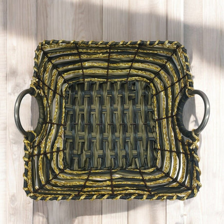 Square Wicker Basket Natural Vintage - Style Picnic Basket With Handle Metal Ramadan Basket, Easter Basket, Multipurpose Storage Baskets for Fruit, Candy Gift 32cmX10cm - Al Kabayel Discount CentreSquare Wicker Basket Natural Vintage - Style Picnic Basket With Handle Metal Ramadan Basket, Easter Basket, Multipurpose Storage Baskets for Fruit, Candy Gift 32cmX10cmRattanAKDCAl Kabayel Discount Centre