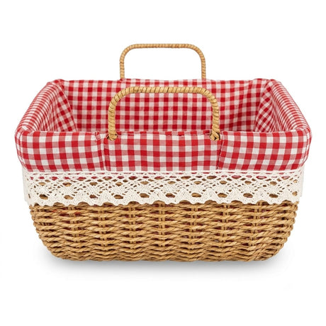 Square Woven Storage Basket with Gingham Lining & Handles - Al Kabayel Discount CentreSquare Woven Storage Basket with Gingham Lining & HandlesRattansAKDCAl Kabayel Discount Centre