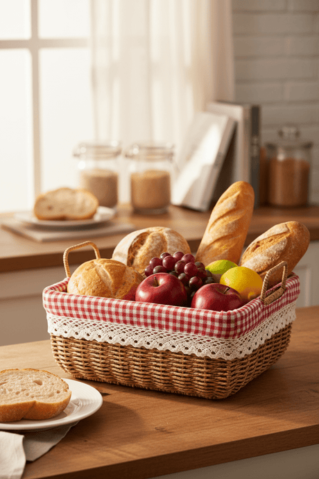 Square Woven Storage Basket with Gingham Lining & Handles - Al Kabayel Discount CentreSquare Woven Storage Basket with Gingham Lining & HandlesRattansAKDCAl Kabayel Discount Centre